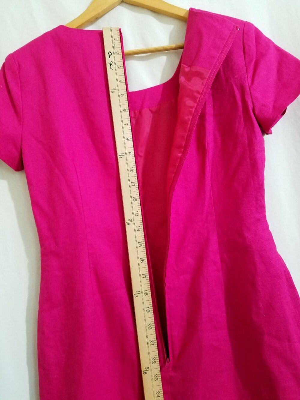 Fuchsia Midi Dress with Short Sleeves - Picture 6 of 10